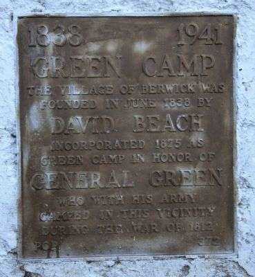 GREEN CAMP MEMORIAL PLAQUE
