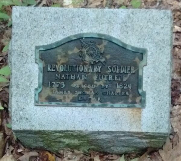 NATHAN FUTRELL REVOLUTIONARY SOLDIER MEMORIAL PLAQUE