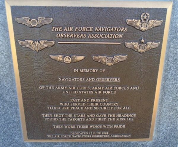 THE AIR FORCE NAVIGATORS OBSERVERS ASSOCIATION MEMORIAL PLAQUE
