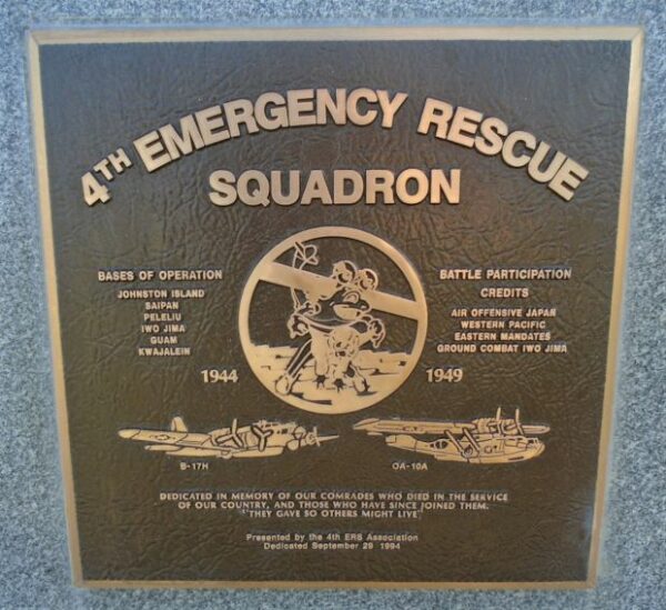 4TH EMERGENCY RESCUE SQUADRON WAR MEMORIAL PLAQUE