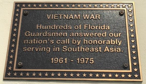 VIETNAM WAR FLORIDA GUARDSMEN MEMORIAL PLAQUE