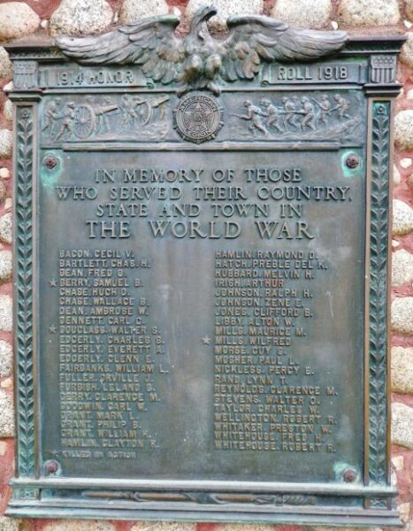 UNITY WORLD WAR I MEMORIAL PLAQUE