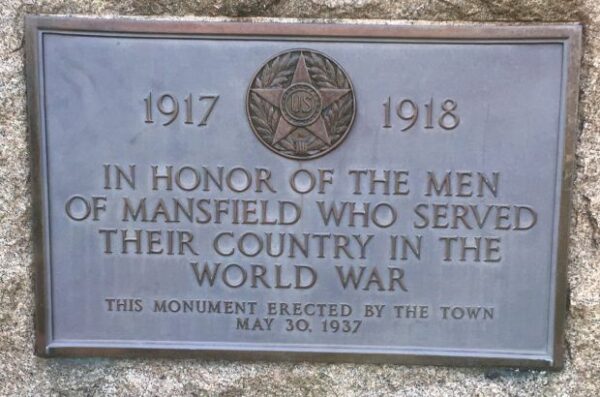 MANSFIELD WORLD WAR MEMORIAL PLAQUE