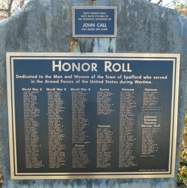 SPAFFORD VETERANS MEMORIAL PLAQUE B