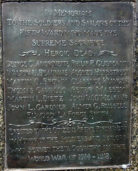 FIFTH WARD WORLD WAR MEMORIAL PLAQUE A