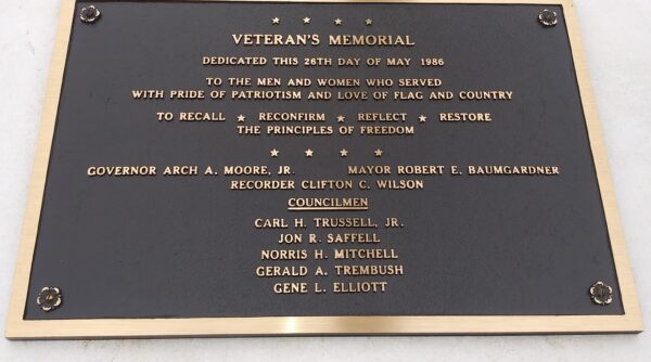 GLEN DALE VETERAN’S MEMORIAL PLAQUE A