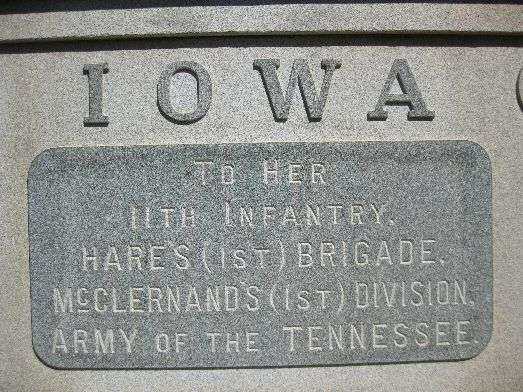 11TH IOWA INFANTRY REGIMENT AT SHILOH MEMORIAL PLAQUE