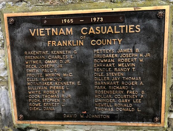FRANKLIN COUNTY VIETNAM CASUALTIES MEMORIAL PLAQUE