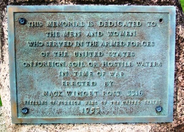 MACK WINGET POST 3316 VFW VETERANS MEMORIAL PLAQUE