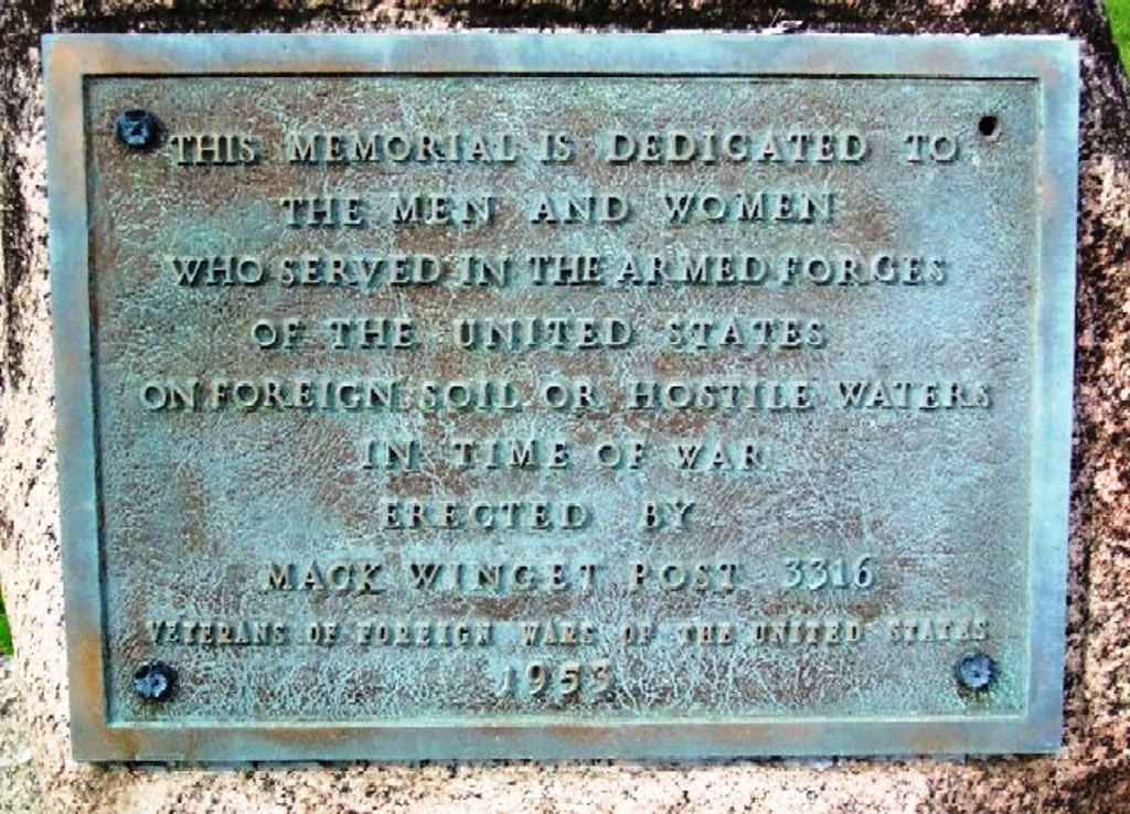 MACK WINGET POST 3316 VFW VETERANS MEMORIAL PLAQUE