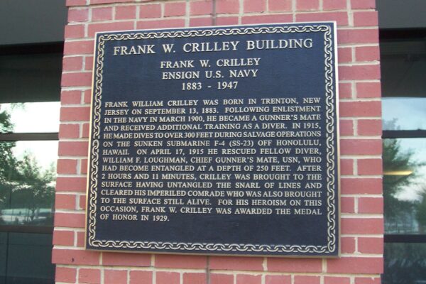FRANK W. CRILLEY MEMORIAL PLAQUE