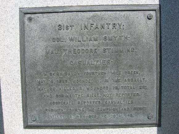 31ST IOWA INFANTRY AT VICKSBURG MEMORIAL PLAQUE