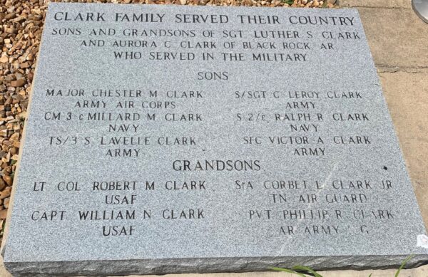 CLARK FAMILY SERVED THEIR COUNTY MEMORIAL TABLET