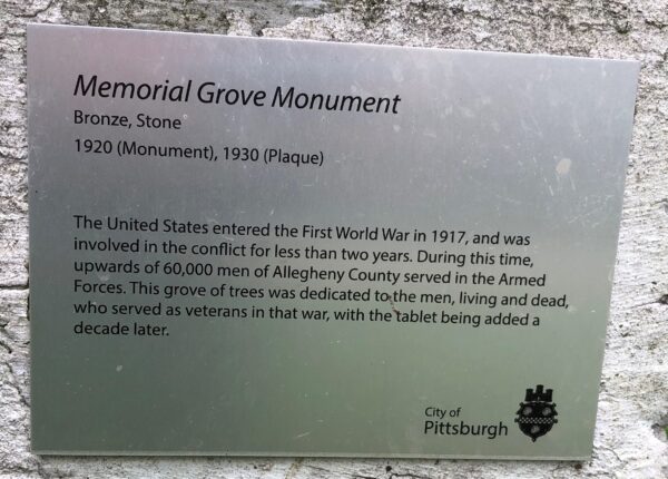 ALLEGHENY COUNTY MEMORIAL GROVE PLAQUE B