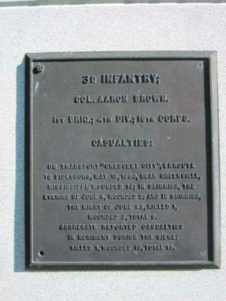 3RD IOWA INFANTRY AT VICKSBURG MEMORIAL PLAQUE