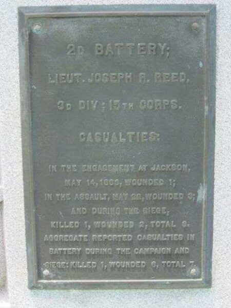 2ND IOWA BATTERY AT VICKSBURG MEMORIAL PLAQUE