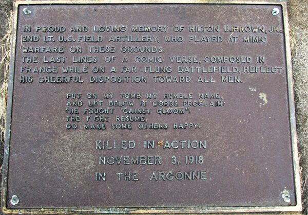 HILTON U. BROWN, JR. WAR MEMORIAL PLAQUE