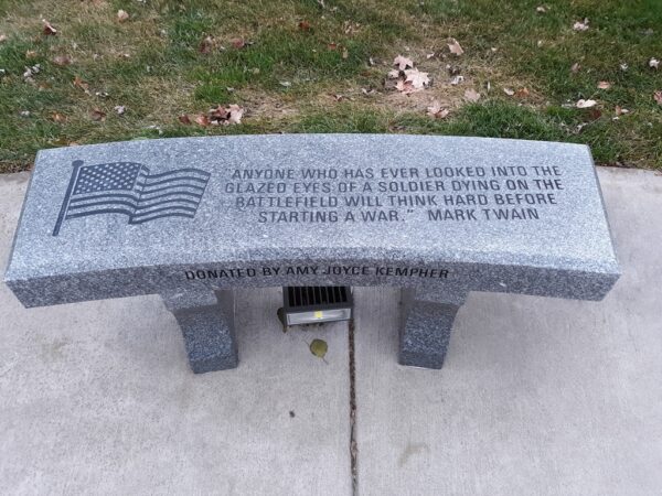 MARK TWAIN VETERANS MEMORIAL BENCH