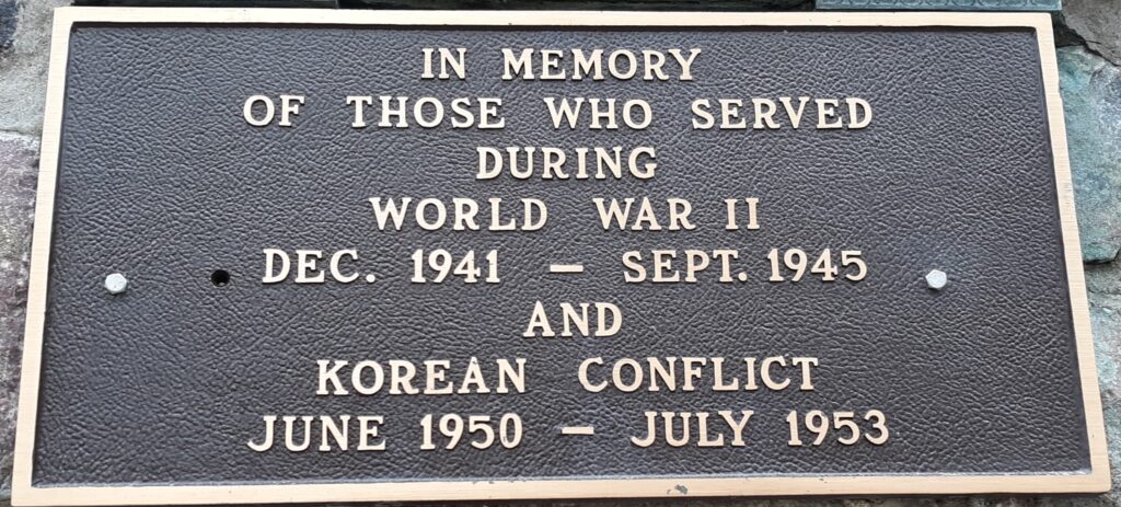 VILLAGE OF CLINTON WORLD WAR II AND KOREAN CONFLICT MEMORIAL PLAQUE
