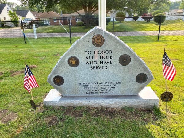 ROMULUS MEMORIAL CEMETERY VETERANS MEMORIAL