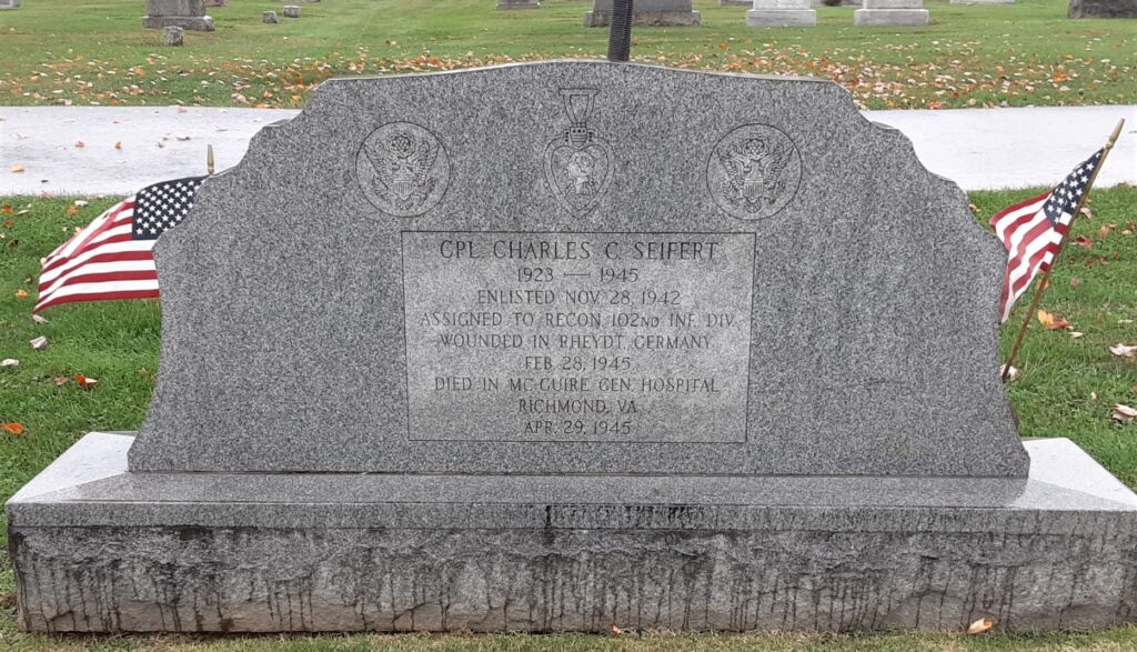 CPL CHARLES C. SEIFERT WAR MEMORIAL CEMETEY STONE