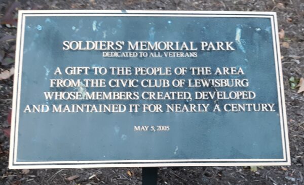 SOLDIERS’ MEMORIAL PARK PLAQUE
