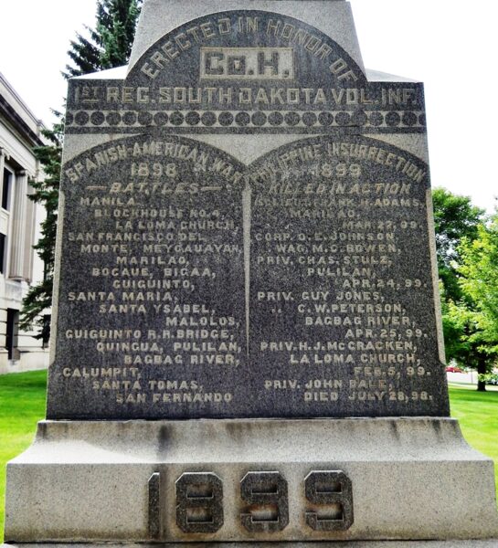 CO. H. 1ST REG. SOUTH DAKOTA VOL WAR MEMORIAL SIDE A