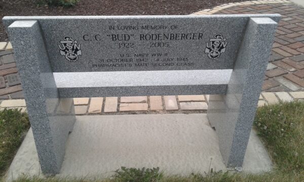 C.C. “BUD” RODENBERGER WAR MEMORIAL BENCH BACK