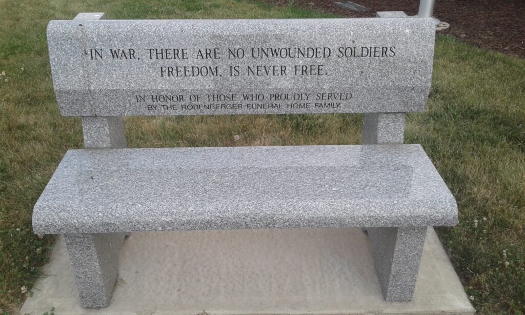 C.C. “BUD” RODENBERGER WAR MEMORIAL BENCH FRONT
