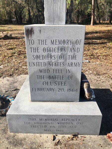 BATTLE OF OLUSTEE UNION WAR MEMORIAL CROSS BASE A