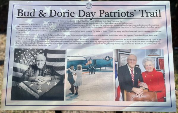 BUD & DORIE DAY PATRIOTS TRAIL MEDAL OF HONOR MEMORIAL PLAQUE