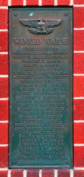 CLAVERACK WORLD WARS MEMORIAL PLAQUE C