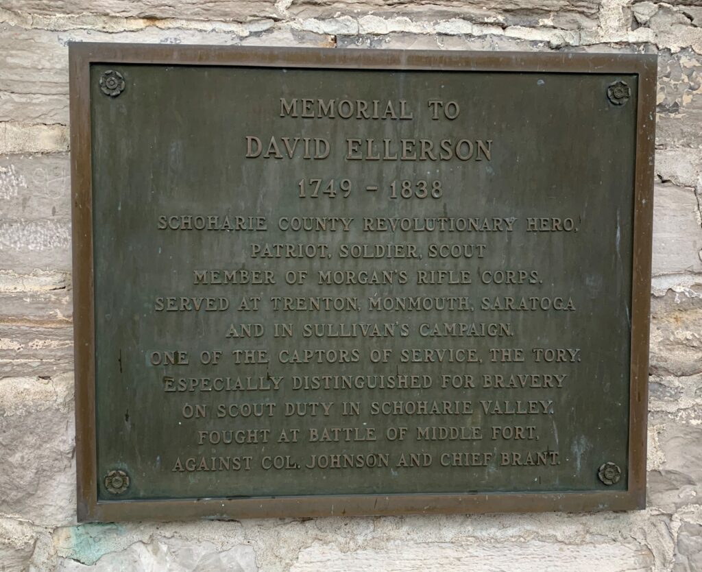 DAVID ELLERSON REVOLUTIONARY WAR HERO MEMORIAL PLAQUE