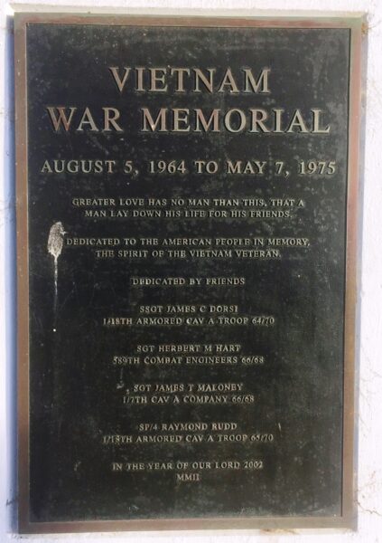 GUADALUPE VIETNAM WAR MEMORIAL FLAGPOLE PLAQUE