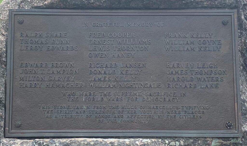 MARCELLUS WORLD WARS SUPREME SACRIFICE MEMORIAL PLAQUE