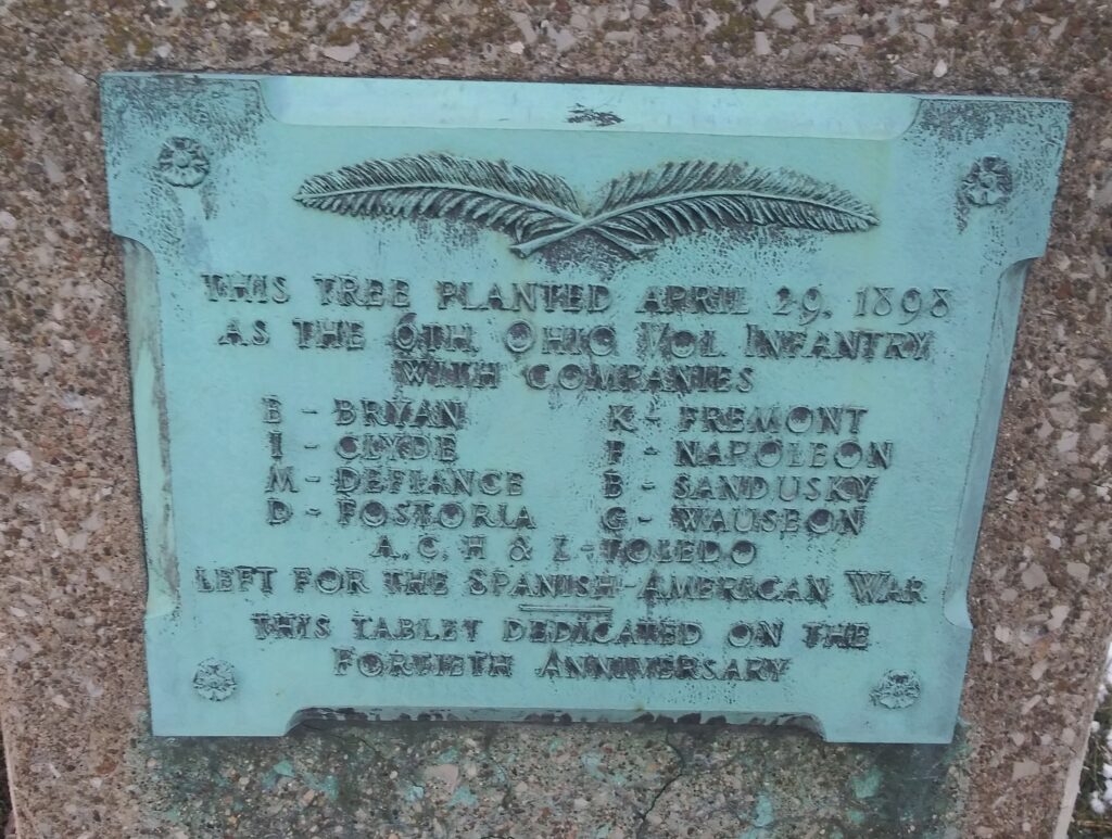 6TH OHIO VOL. INFANTRY MEMORIAL TREE PLAQUE