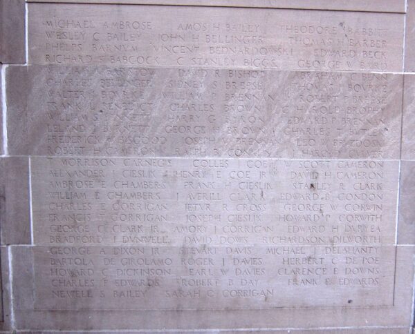 SOUTHAMPTON WORLD WAR I MEMORIAL HONOR ROLL STONE A