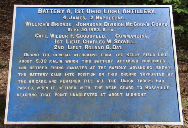 BATTERY A, 1ST OHIO LIGHT ARTILLERY WAR MEMORIAL PLAQUE IV