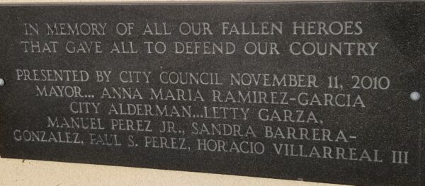 CITY OF FALFURRIAS FALLEN HEROES MEMORIAL PARK PLAQUE