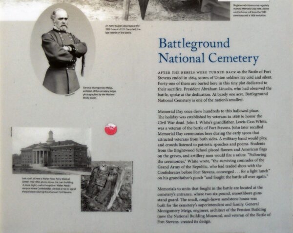 BATTLEGROUND NATIONAL CEMETERY WAR MEMORIAL PANEL