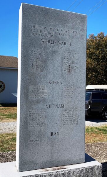 TO THOSE WHO SERVED OUR COUNTRY WAR MEMORIAL BACK