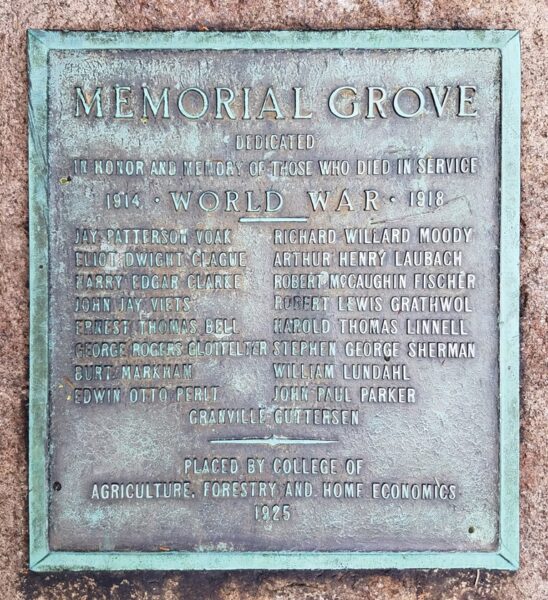 COLLEGE OF AGRICULTURE MEMORIAL GROVE PLAQUE