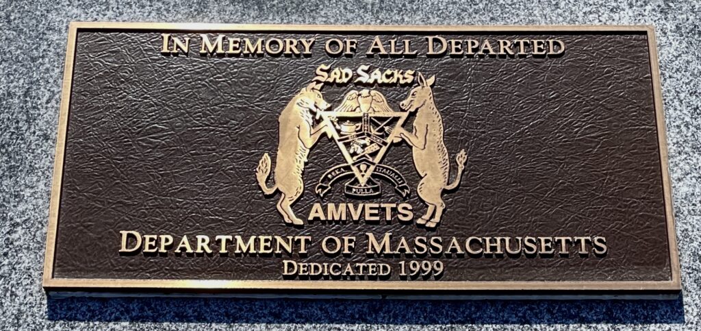 MASSACHUSETTS NATIONAL CEMETERY AMVETS MEMORIAL PLAQUE