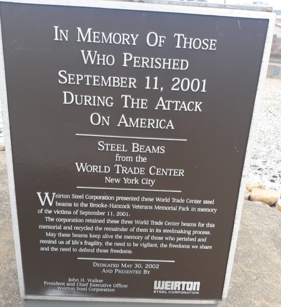 WEIRTON SEPTEMBER 11, 2001 MEMORIAL PLAQUE