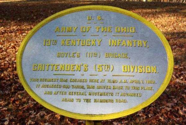 U.S. 13TH KENTUCKY INFANTRY MEMORIAL PLAQUE