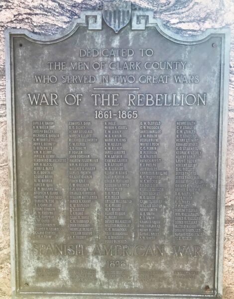 CLARK COUNTY SOUTH DAKOTA WAR VETERANS MEMORIAL PLAQUE E