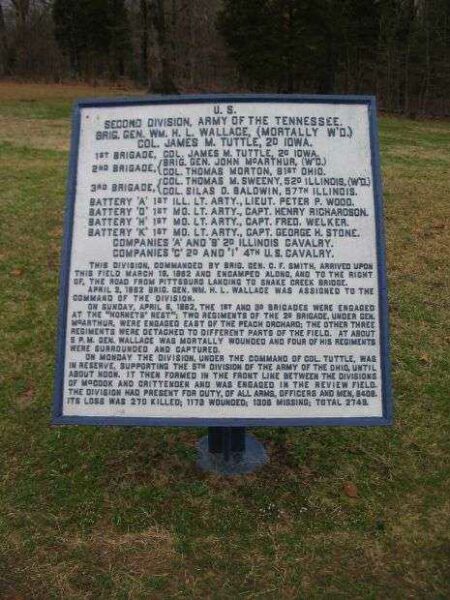 SECOND DIVISION ARMY OF THE TENNESSEE MEMORIAL PLAQUE