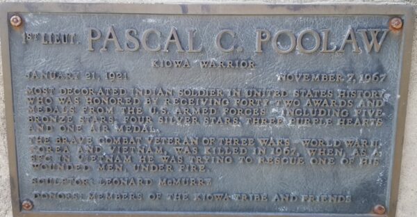 1ST LIEUT. PASCAL C. POOLAW KIOWA WARRIOR MEMORIAL PLAQUE