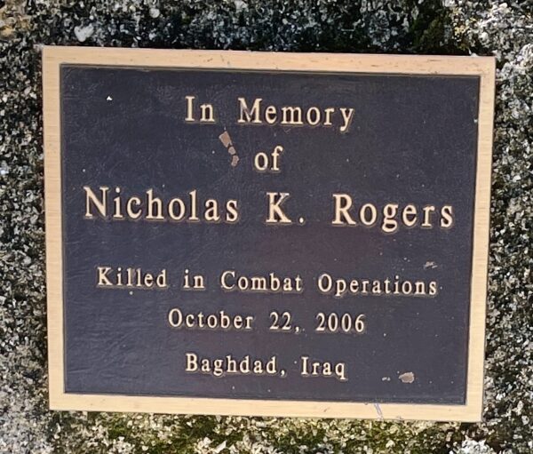 NICHOLAS K. ROGERS WAR MEMORIAL PLAQUE