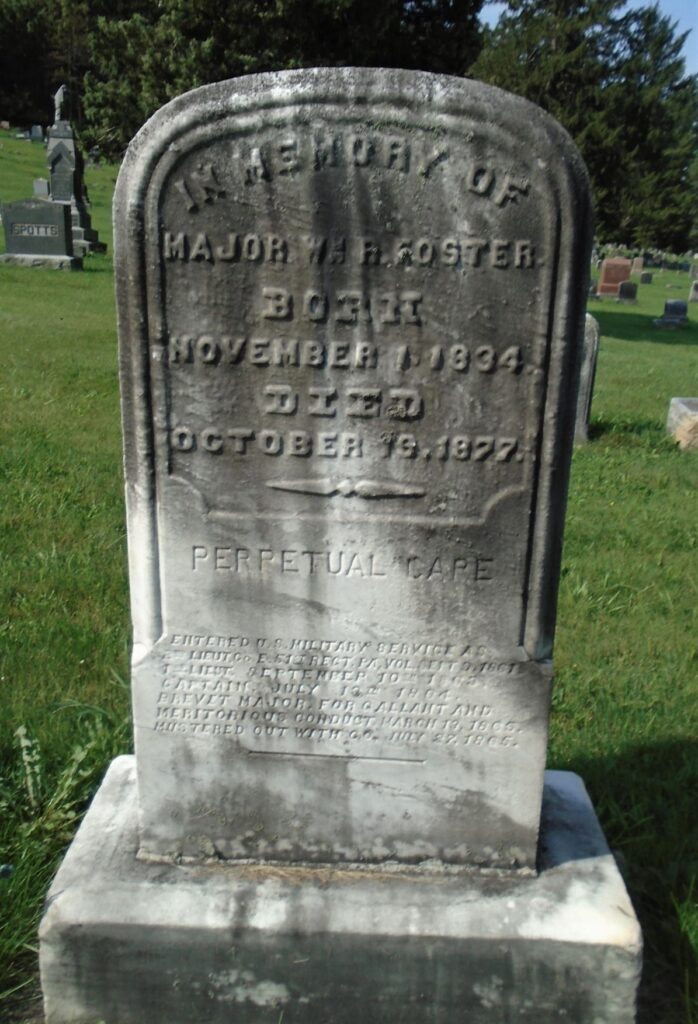 MAJOR WM. R. FOSTER WAR MEMORIAL CEMETERY STONE